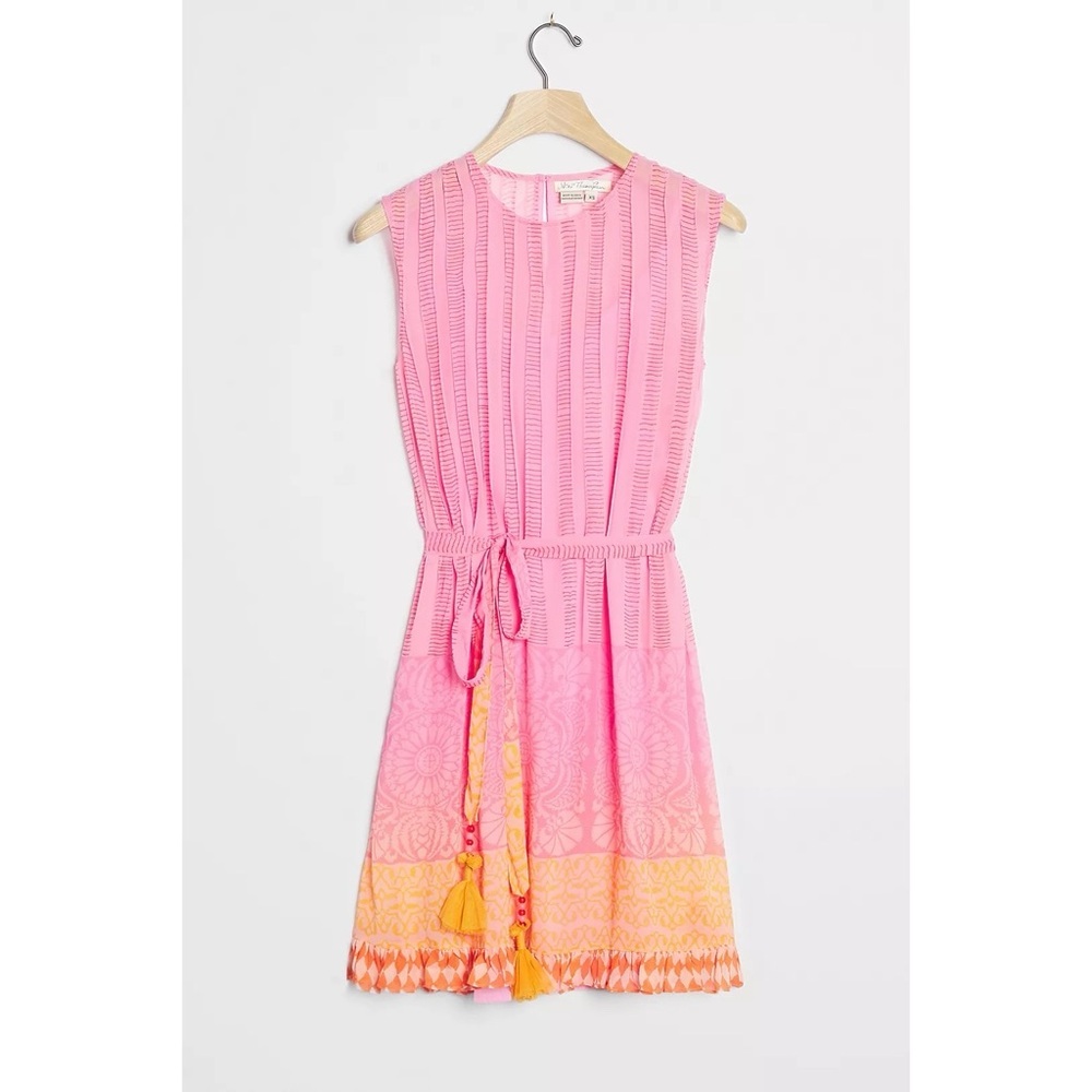 Niki Tlanapan x Anthropologie Lucille silk mini dress printed beautiful xs pink - Picture 9 of 9
